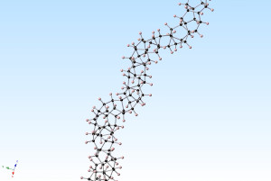 The core of the nanothreads is a long, thin strand of carbon atoms arranged just like the fundamental unit of a diamond's structure.Credit: John Badding Lab, Penn State University