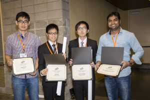 Winners of the student poster session: Xiaoxing Xia, Daiki Ito, Kenta Machida, and Subrahmanyam Goriparti.