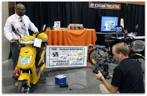 Telpriore Gregory Tucker giving a live demonstration of his electric bikes at the 228th ECS Meeting.