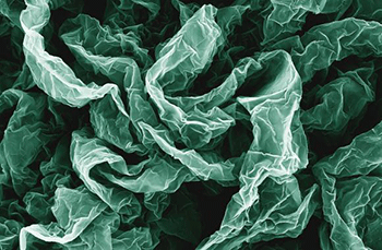 Wrinkles and crumples, introduced by placing graphene on shrinky polymers, can enhance graphene's properties.Image: Brown University